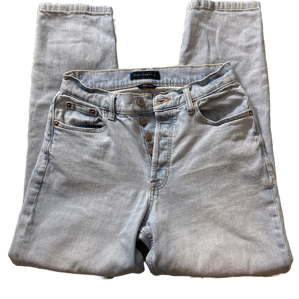 Aeropostale Blue High Rise Button Fly Mom Jeans Size 4